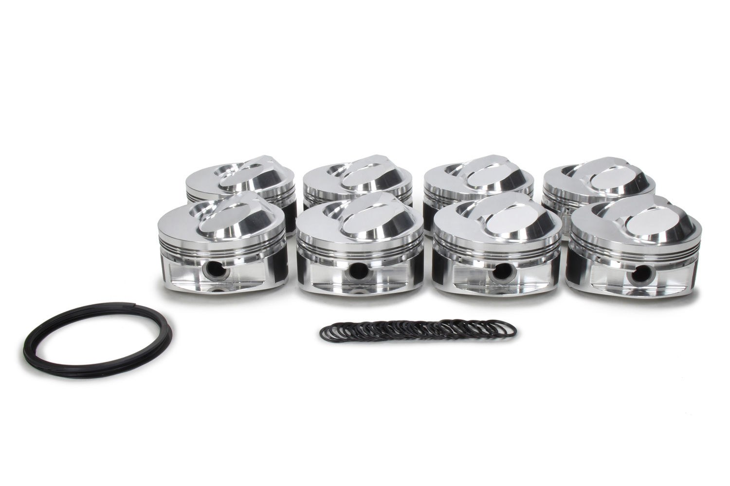 JE Pistons 258240 Piston, Big Block Open Chamber Dome, Forged, 4.560 in Bore, 1/16 x 1/16 x 3/16 in Ring Grooves, Plus 45.00 cc, Big Block Chevy, Set of 8
