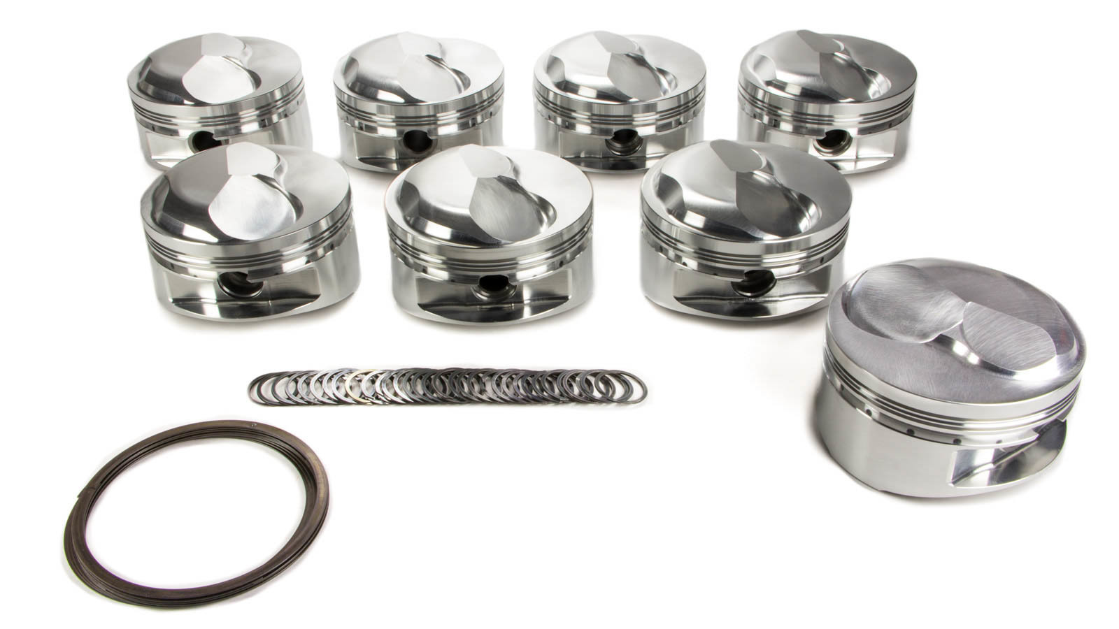 JE Pistons 258249 Piston, Big Block Open Chamber Dome, Forged, 4.560 in Bore, 1/16 x 1/16 x 3/16 in Ring Grooves, Plus 37.00 cc, Big Block Chevy, Set of 8