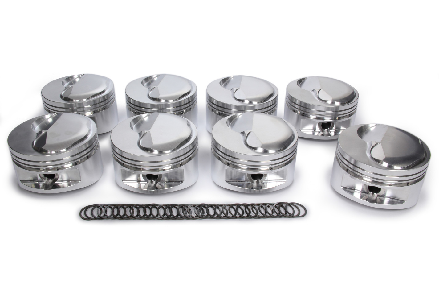 JE Pistons 297814 Piston, 541 Inverted Dome, Forged Aluminum, 4.500 in Bore, 0.017 x 1/16 x 3/16 in Ring Grooves, Plus 25.30 cc, Wrist Pin Included, Big Block Chevy, Set of 8