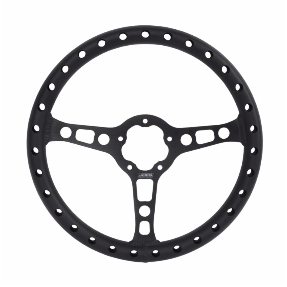 Joes Racing Products 13450 - Steering Wheel, 13 in Diameter, 3-Spoke, Flat, Aluminum, Black Anodized, Each