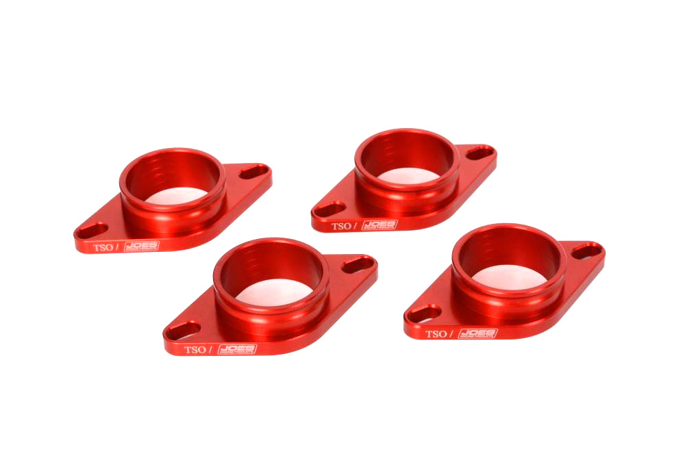 Joes Racing Products 25852-TSO Carburetor Adapter, Tulsa Shootout, O-Rings Included, Aluminum, Red Anodized, Yamaha R6, Micro Sprints, Set of 4