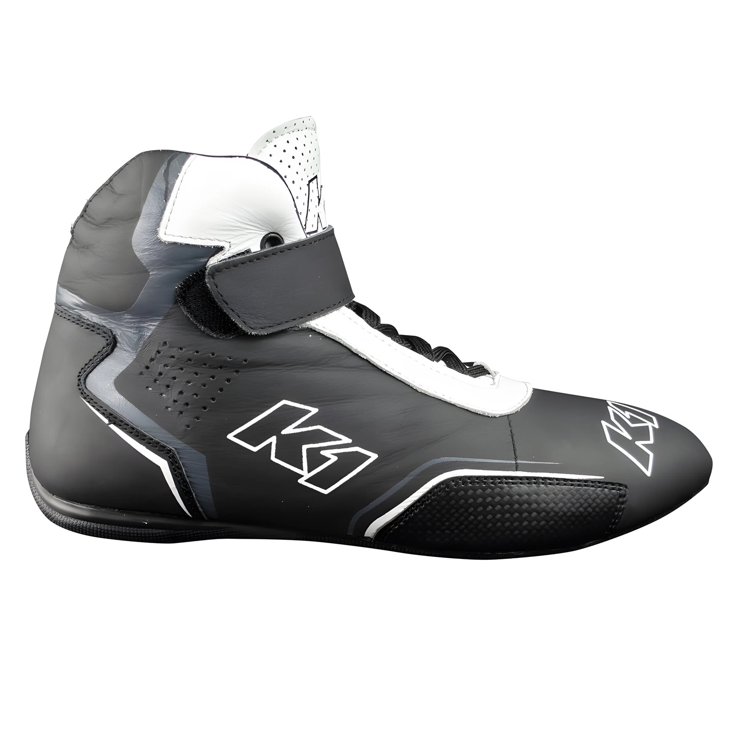 Driving Shoe - Pilot 2 - Mid-Top - SFI 3.3/5 - Suede Outer - Nomex Inner - Black / White - Size 10 - Pair