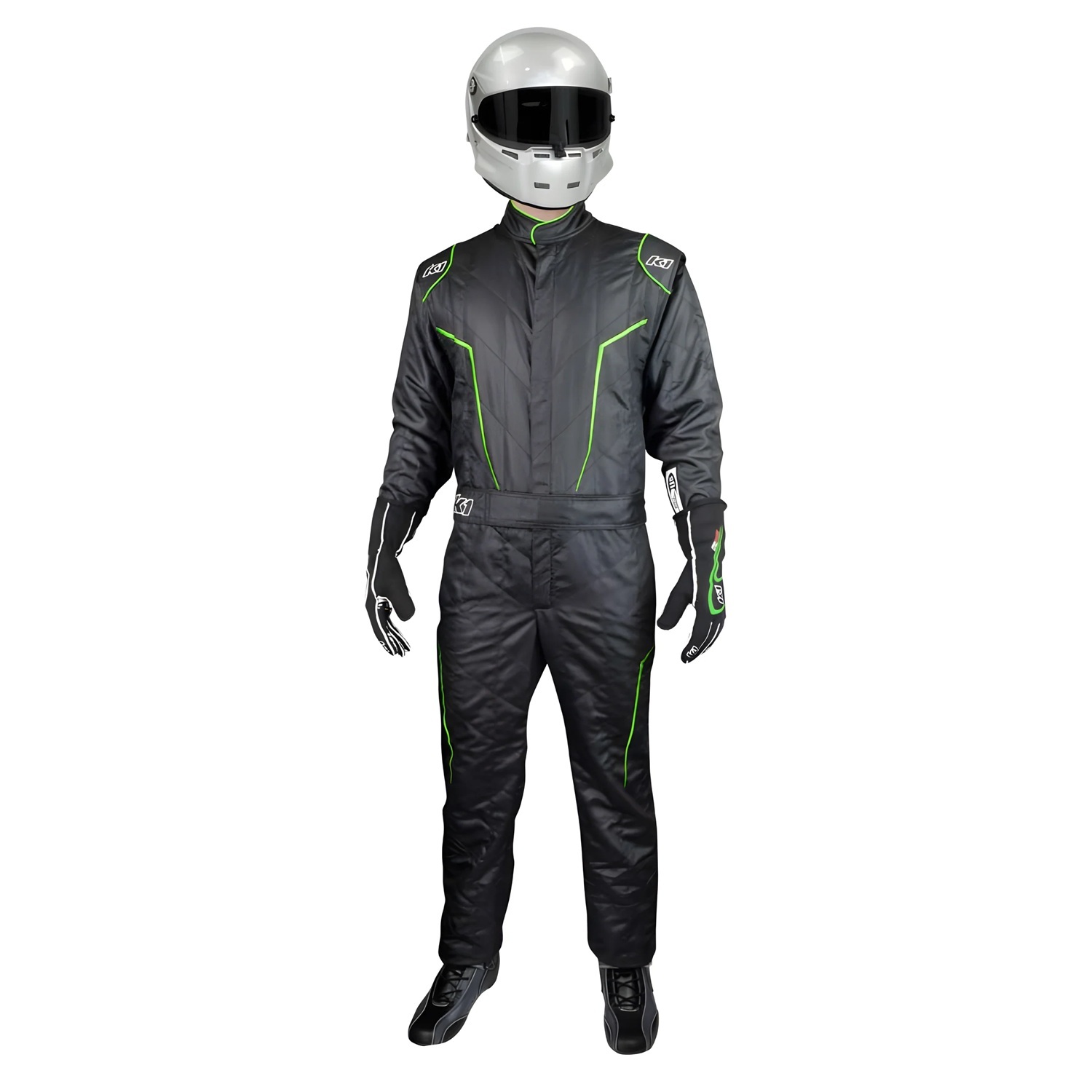 K1 RaceGear GT-2 Driving Suits 20-GT2-NV-XL Suits, GT-2, One-piece, Two Layers, Nomex, Black/Green Fluorescent, SFI 3.2A/5, Men's X-Large, Each thumbnail 3