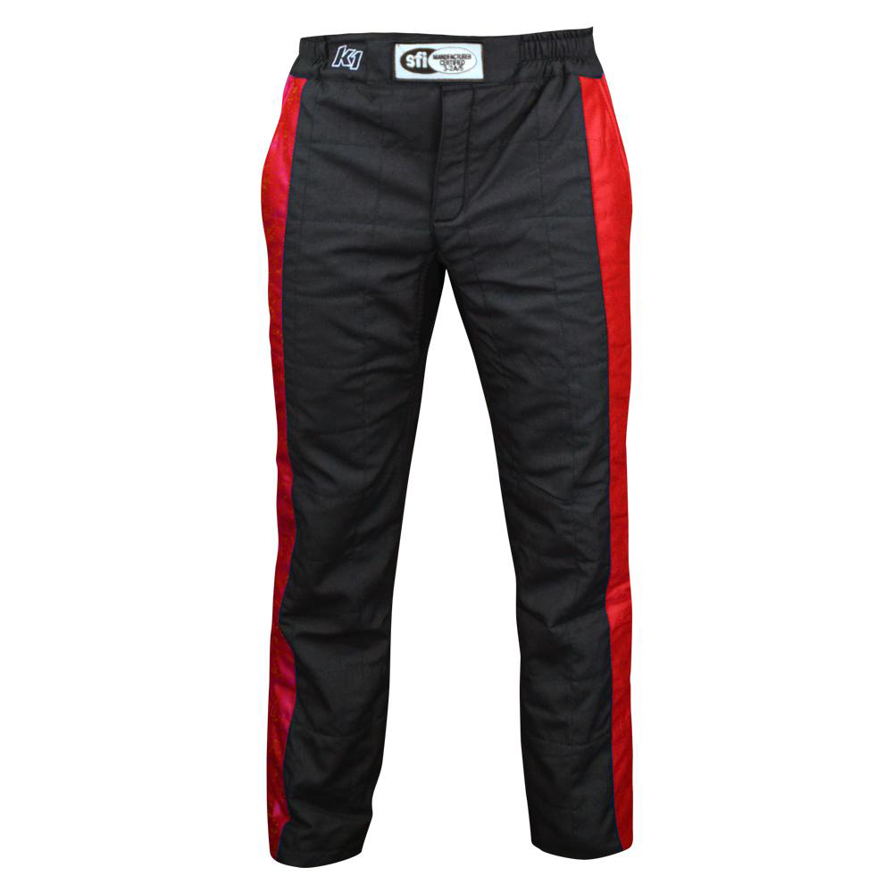 Driving Pants - Sportsman - SFI 3.2A/5 - Double Layer - Nomex - Black / Red - 2X-Large - Each