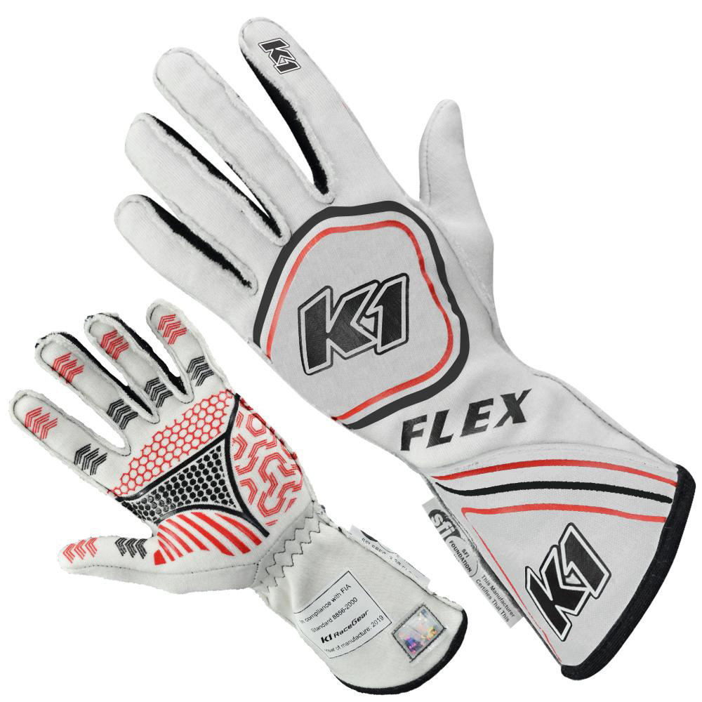 K1 RACEGEAR — K1 RACEGEAR Glove Flex X-Large White SFI / FIA