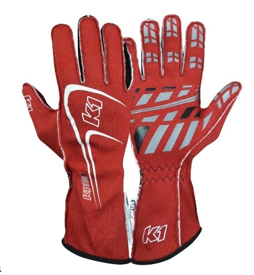 K1 RACEGEAR — K1 RACEGEAR Glove Track1 Red Medium SFI 5