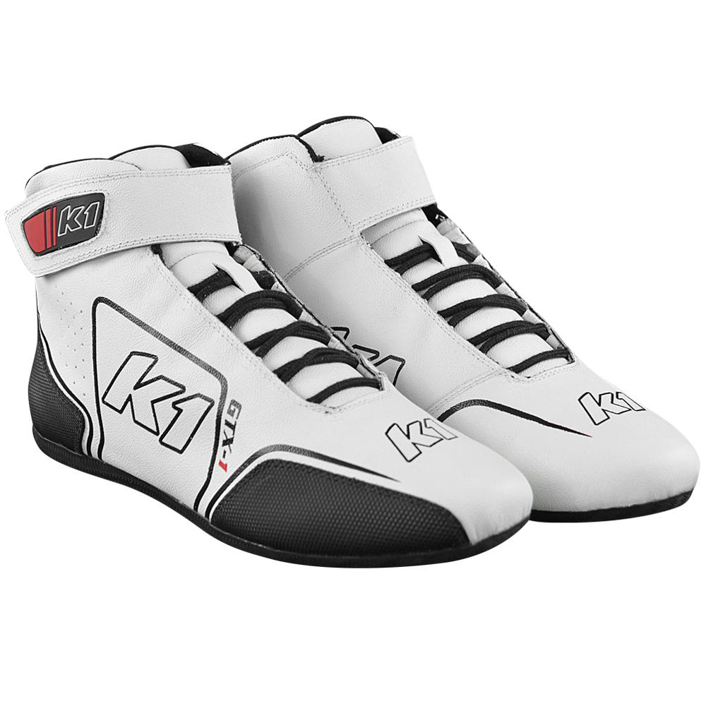 K1 RaceGear GTX-1 Driving Shoes 24-GTX-W-10 & Boots, Shoes, Mid-top, Nomex Liner, Leather Outer, White/Black, SFI 3.3/5, US Mens Size 10, Pair thumbnail 3