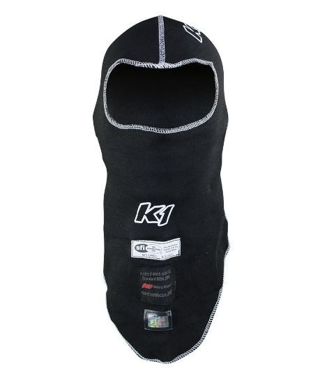K1 Racegear 26-FHS-N Head Sock, Single Eyeport, SFI 3.3, FIA Approved, Fire Retardant Blend, Black, One Size Fits All, Each