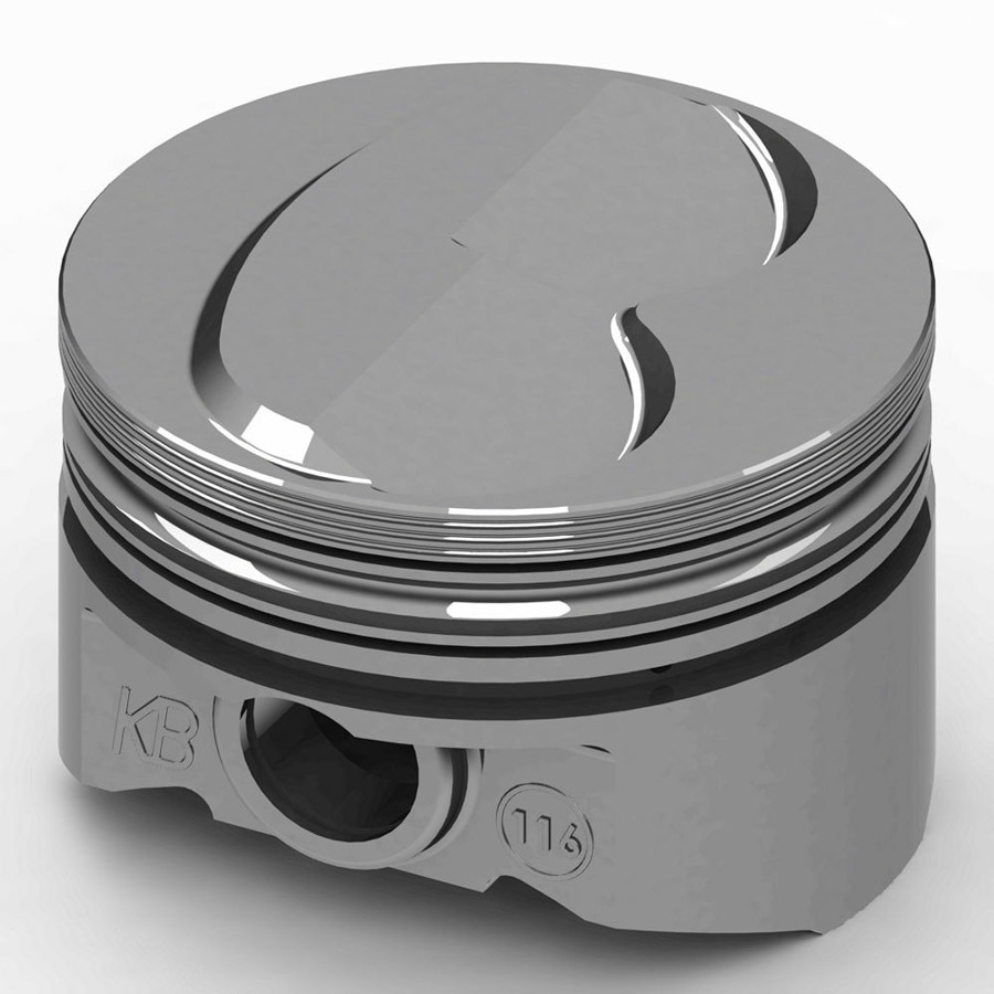 KB Pistons KB116.030 Piston, KB Series, Hypereutectic, 4.030 in Bore, 5/64 x 5/64 x 3/16 in Ring Grooves, Plus 2.60 cc, Small Block Ford, Set of 8