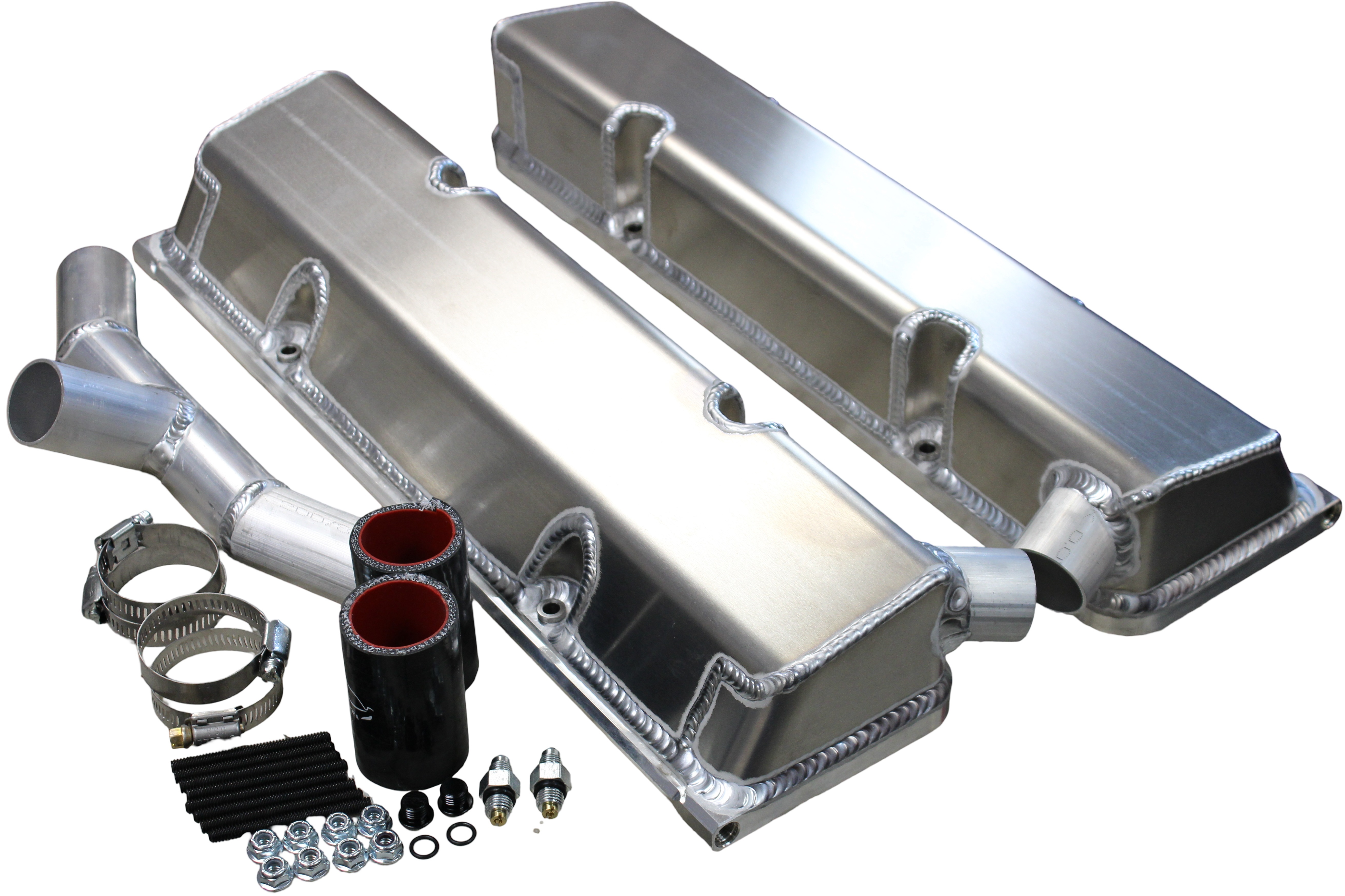 KEVKO OIL PANS & COMPONENTS — KEVKO OIL PANS & COMPONENTS SBC Fab Valve Cover Set Sgl Crossover Breathe