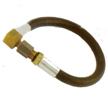 Kinsler Fuel Injection 1966-19 Fuel Injector Line, 19 in Long, 3 AN Hose, 3 AN 90 Degree Female to 3 AN Straight O-Ring, Brass / Rubber / Stainless, Black / Natural, Each
