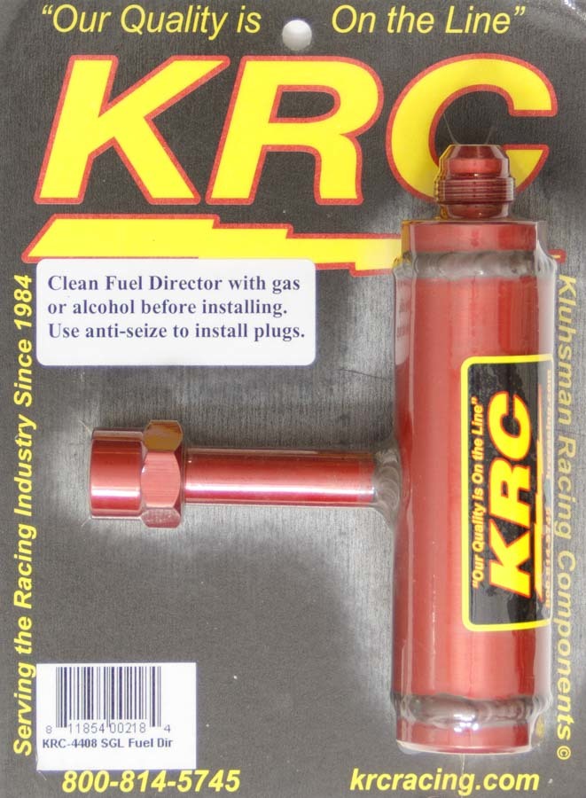 Klushman Racing Components 4408 Fuel Log, 8 AN Inlet, 3/8 in NPT Outlet, 1/8 in NPT Gauge Port, Aluminum, Red Anodized, 2-Barrel Carburetor, Each