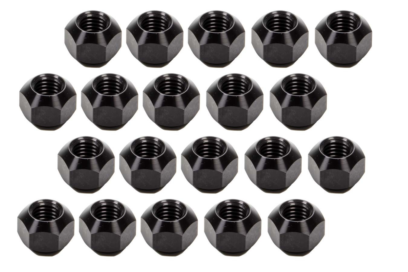 Klushman Racing Components 8201 Lug Nut, 5/8-11 in Right Hand Thread, 1 in Hex Head, Double 45 Degree Seat, Open End, Aluminum, Black Anodized, Set of 20
