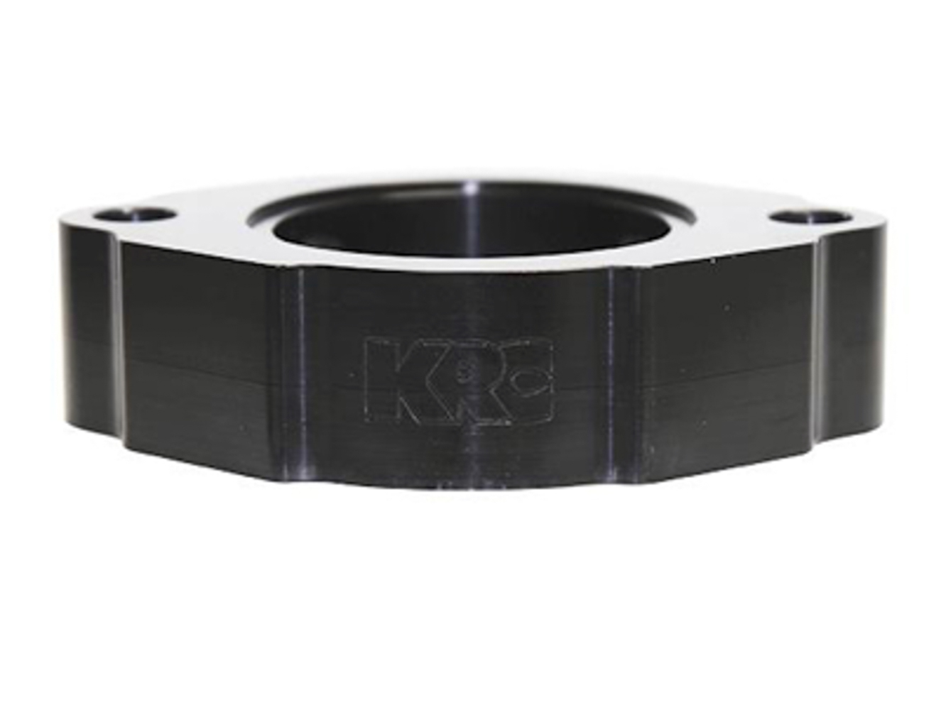KRC Power Steering 15375000 Water Neck Spacer, 1 in Thick, Two 3/8 in NPT Female Ports, O-Ring Seal, Aluminum, Black Anodized, Chevy V8, Each