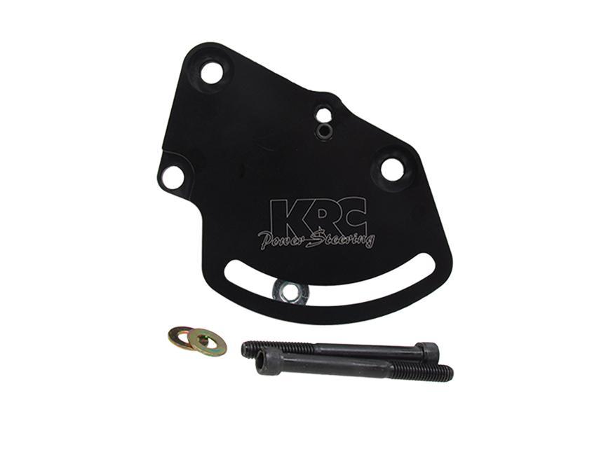 Power Steering Pump Bracket - Driver Side Head Mount - Aluminum - Black Anodized - KRC Pump - Small Block Chevy - Kit