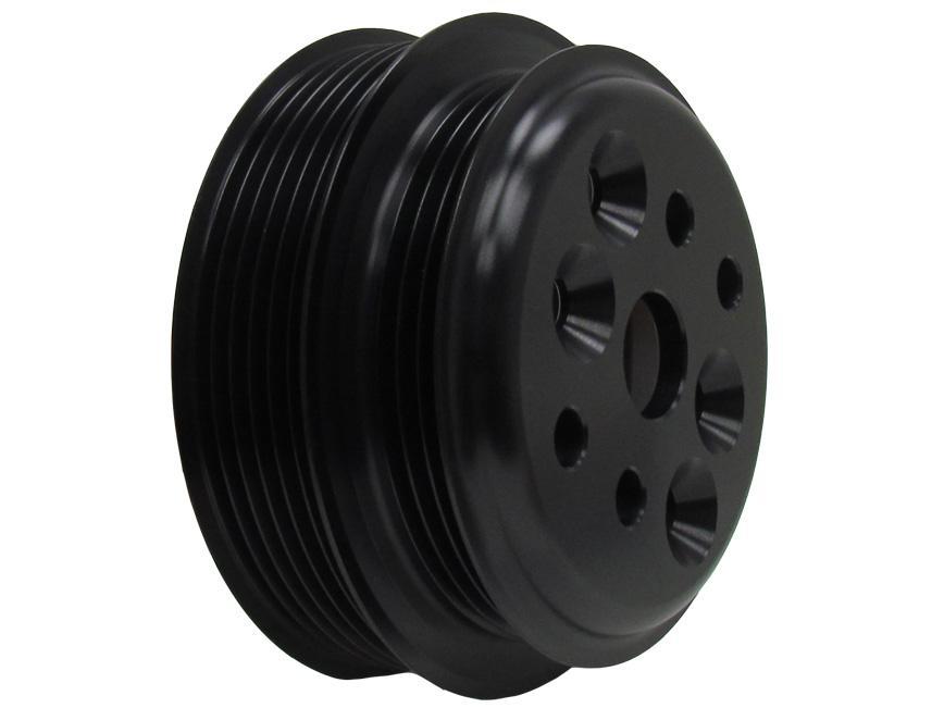 Water Pump Pulley - Serpentine - 6-Rib / 3-Rib - 4.000 in Diameter - Aluminum - Black Anodized - Small Block Chevy / Ford - Each