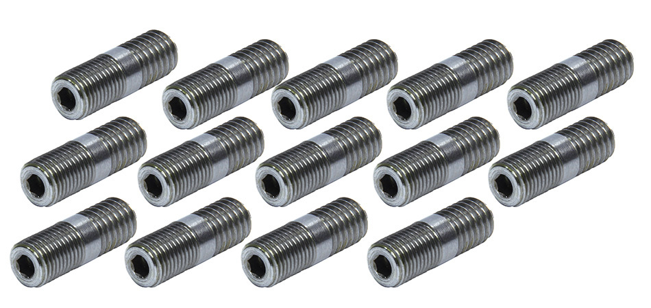 King Racing Products 2165 Header Stud, 3/8-16 and 3/8-24 in Thread, 1.200 in Long, Chromoly, Zinc Plated, Universal, Set of 14