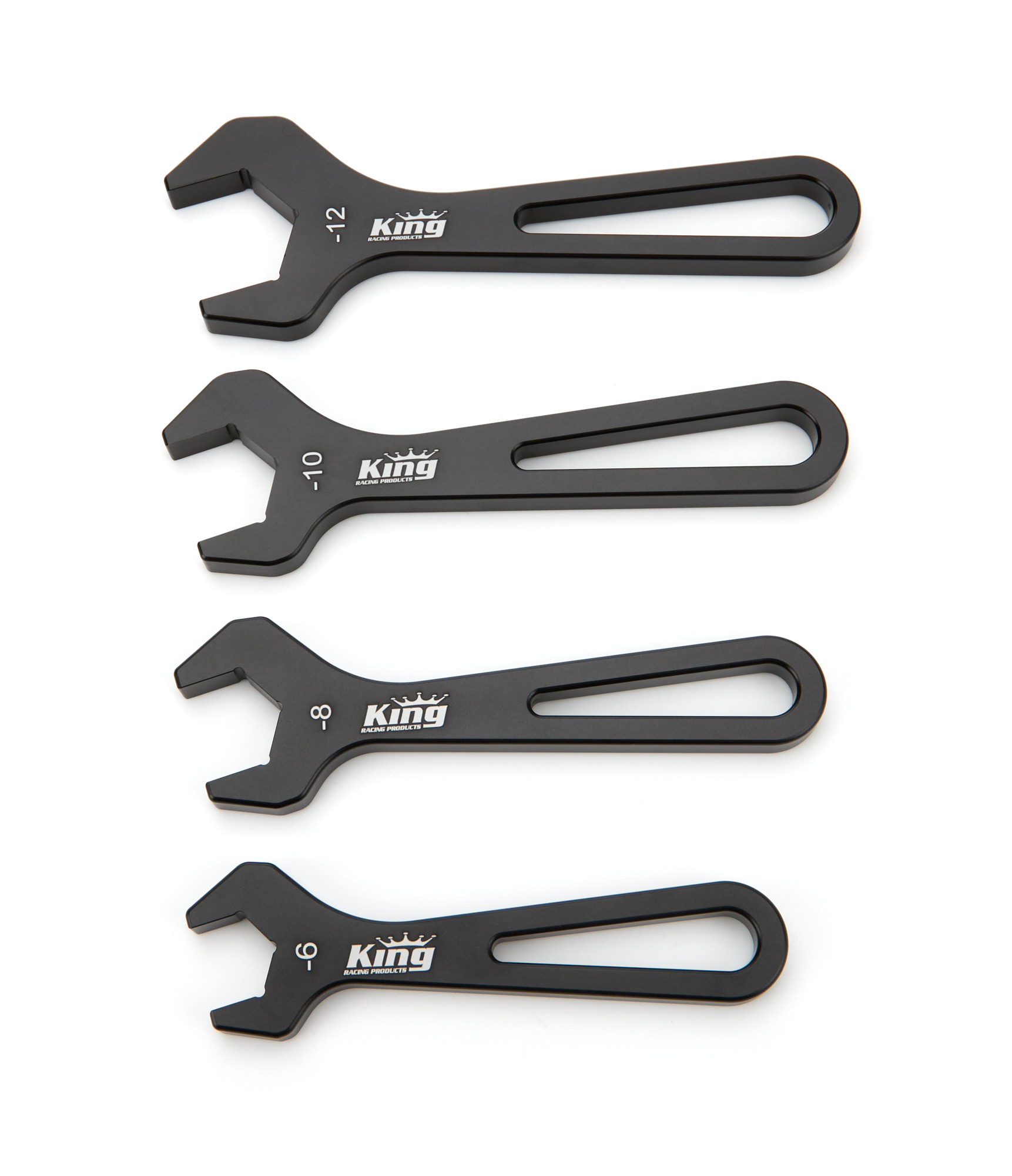 King Racing Products 2565 AN Wrench Set, 4 Piece, 6 AN to 12 AN, Aluminum, Black Anodized, Kit