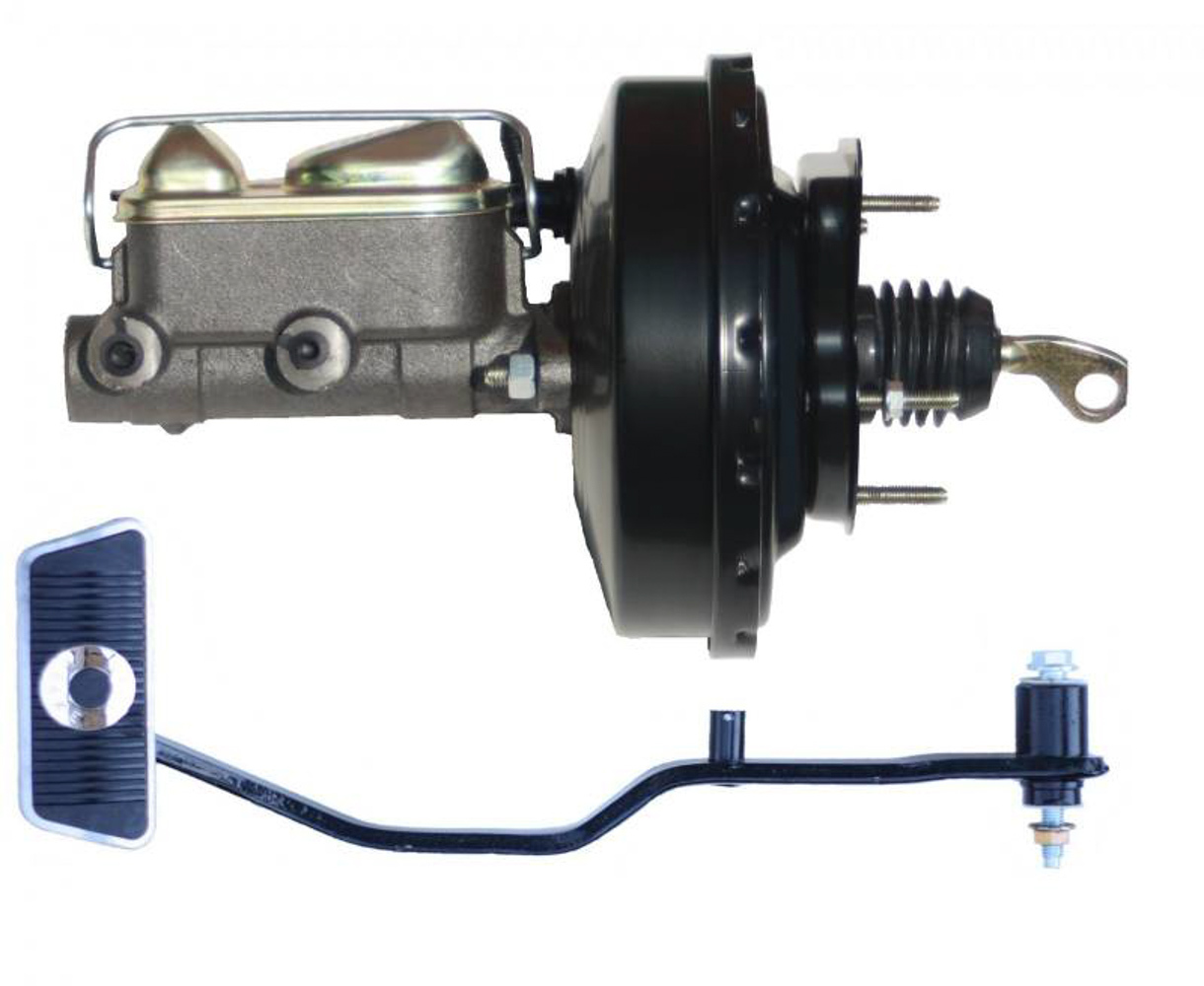 Leed Brakes 034PA Master Cylinder and Booster, 1 in Bore, Dual Integral Reservoir, 9 in OD, Single Diaphragm, Brake Pedal Included, Steel, Black / Natural, Ford Mustang 1967-70, Kit