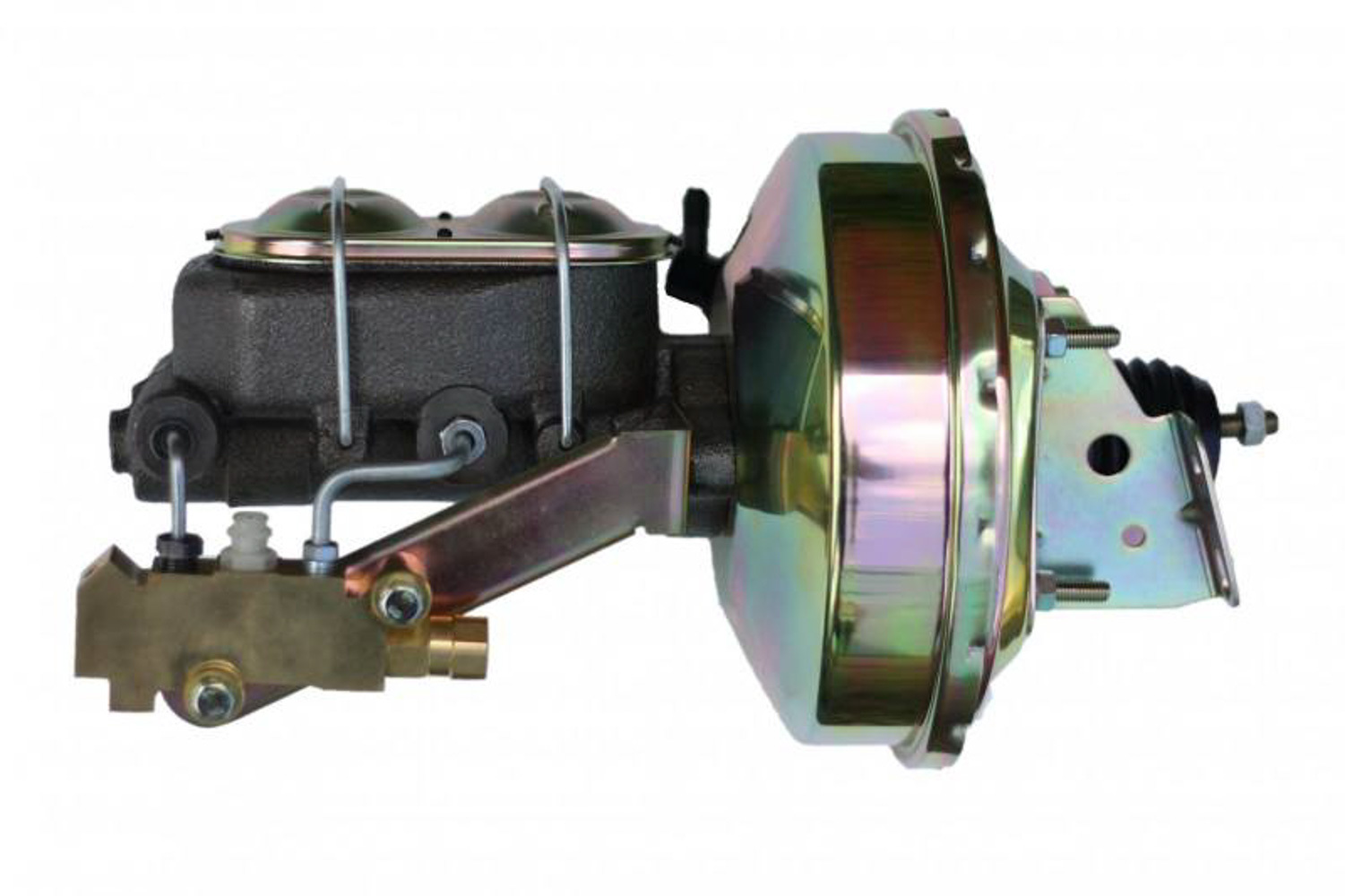 Leed Brakes 1E1A3 Master Cylinder and Booster, 1-1/8 in Bore, Dual Integral Reservoir, 9 in OD, Single Diaphragm, Steel, Zinc Plated, GM, Various Applications, Kit