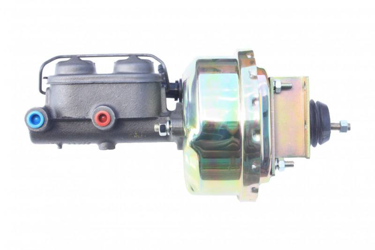 Leed Brakes 5H8 - Master Cylinder and Booster, 1 in Bore, Dual Integral Reservoir, 7 in OD, Single Diaphragm, Steel, Zing Plated, Ford Mustang 1964-66, Kit