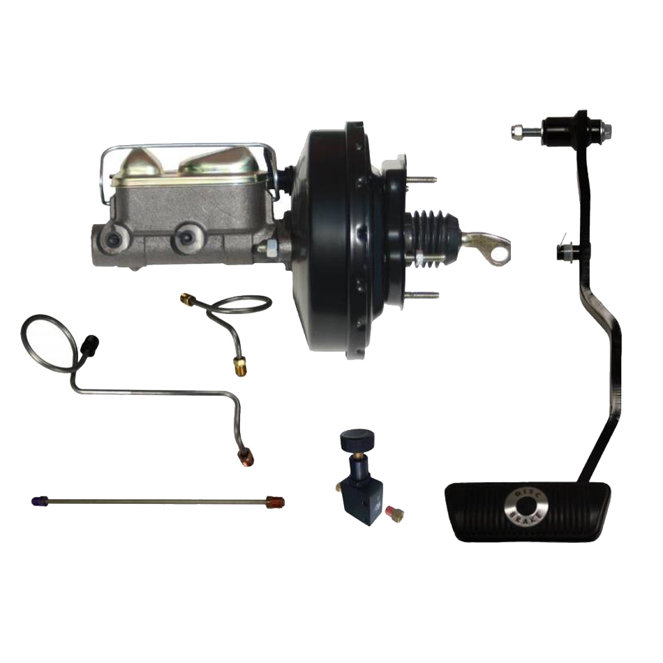 Leed Brakes FC0004HK Master Cylinder and Booster, 1 in Bore, Dual Integral Reservoir, 9 in OD, Single Diaphragm, Pedal Included, Steel, Black, Ford Mustang 1967-70, Kit