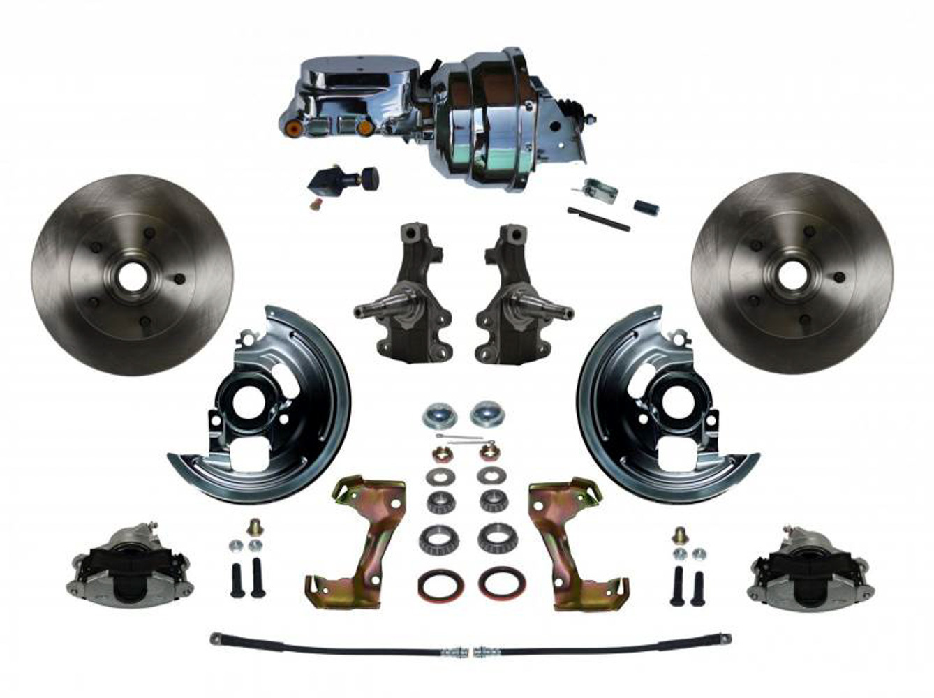 Leed Brakes FC1003-N605 Brake System, Power Disc Conversion, Front, 1 Piston Caliper, 11 in Solid Rotors, Booster / Master Cylinder, Iron, Natural, GM A-Body 1964-72 / F-Body 1967-69 / X-Body 1968-74, Kit