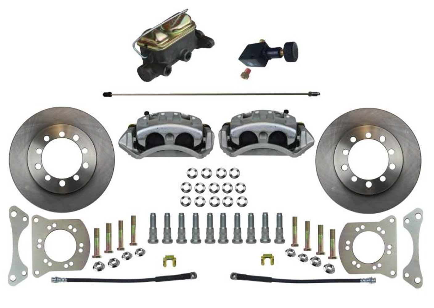 Leed Brakes FC5001-405 - Brake System, Disc Conversion, Front, 2 Piston Caliper, 12 in Solid Rotors, Master Cylinder, Iron, Zinc Plated, Ford Fullsize SUV 1966-75, Kit