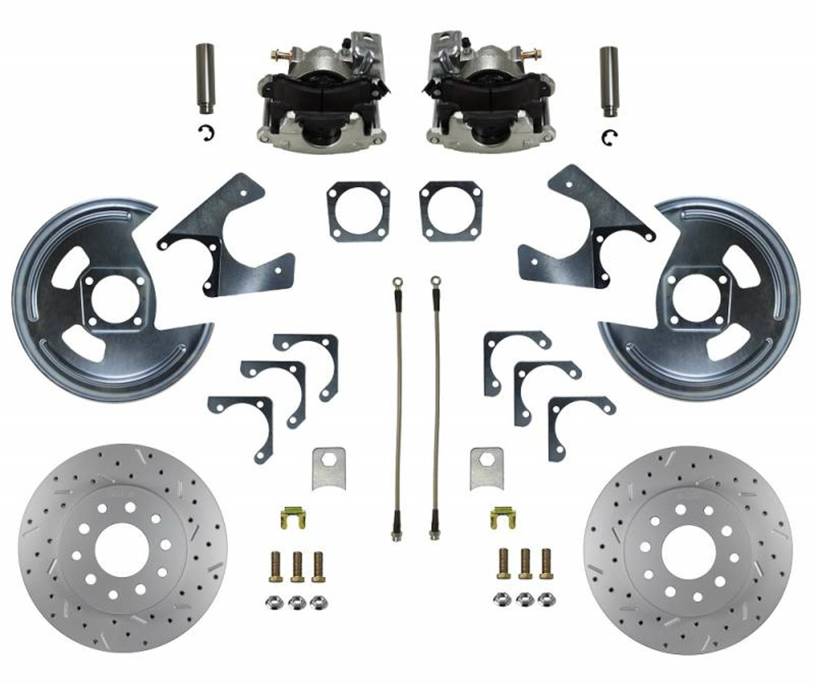 Leed Brakes RC1001X - Brake System, Disc Conversion, Rear, 1 Piston Caliper, 11 in Solid Rotors, Iron, Zinc Plated, GM G-Body 1973-77 / GM X-Body 1962-67, Kit