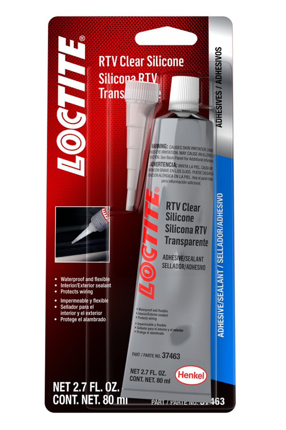 Loctite 491981 Sealant, Clear RTV, Silicone, 80 ml Tube, Each