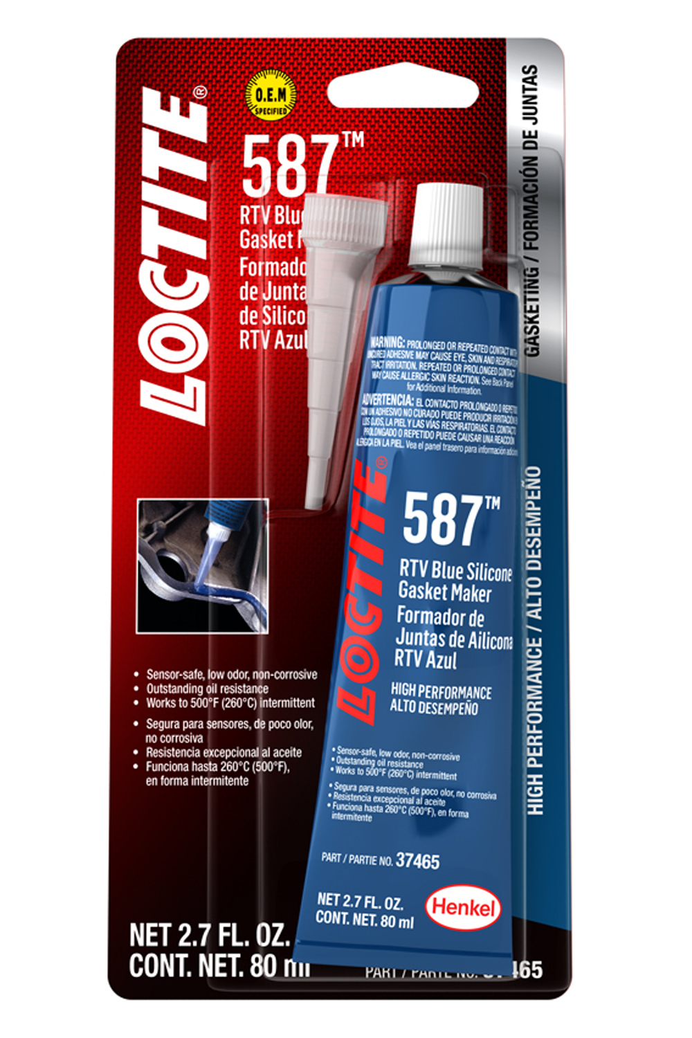 Loctite 491983 Sealant, Blue RTV 587, Silicone, 80 ml Tube, Each