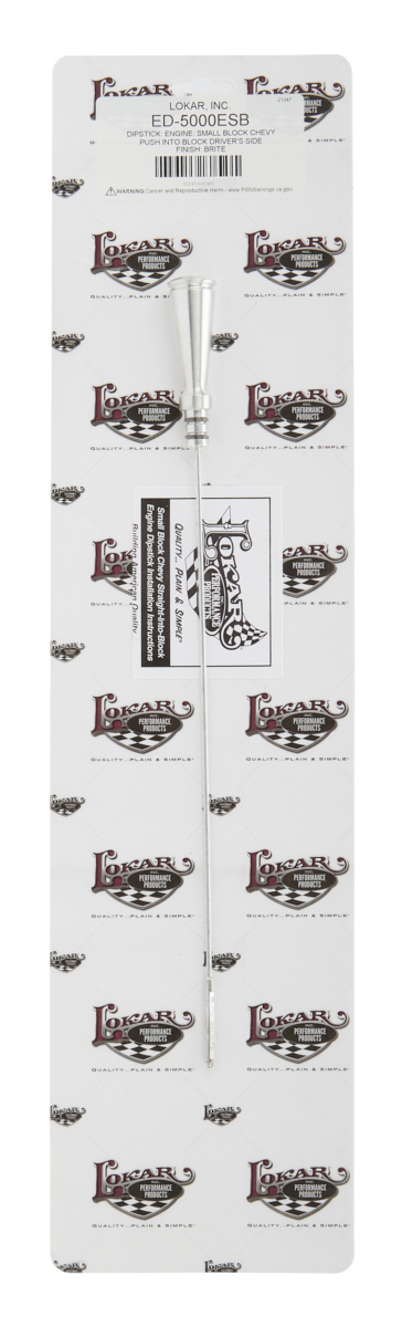 Lokar Flexible and Machined Engine Dipsticks ED-5000ESB Oil Dipstick, Flexible, Driver Side Block Entry, Billet Aluminum, Brite Anodized, Chevy, Small Block, Each thumbnail 2