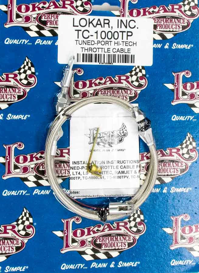 Lokar TC-1000TP Throttle Cable, Hi-Tech, 2 ft Long, Hardware Included, Braided Stainless Housing, Natural, GM TPI, Small Block Chevy / GM LT-Series 1992-97, Kit