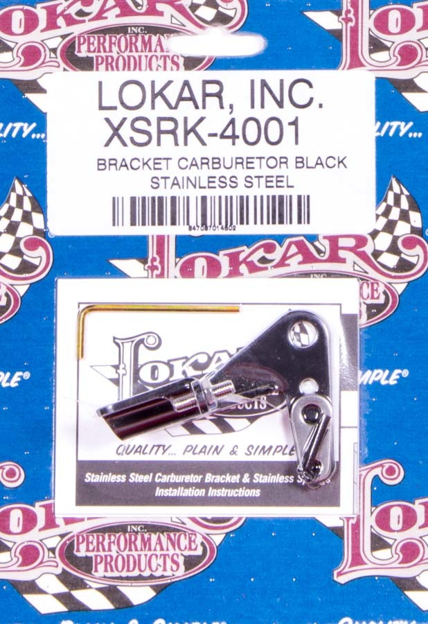 Lokar XSRK-4001 Throttle Cable Bracket, Carb Mount, Stainless, Black Powder Coat, Square Bore, Each