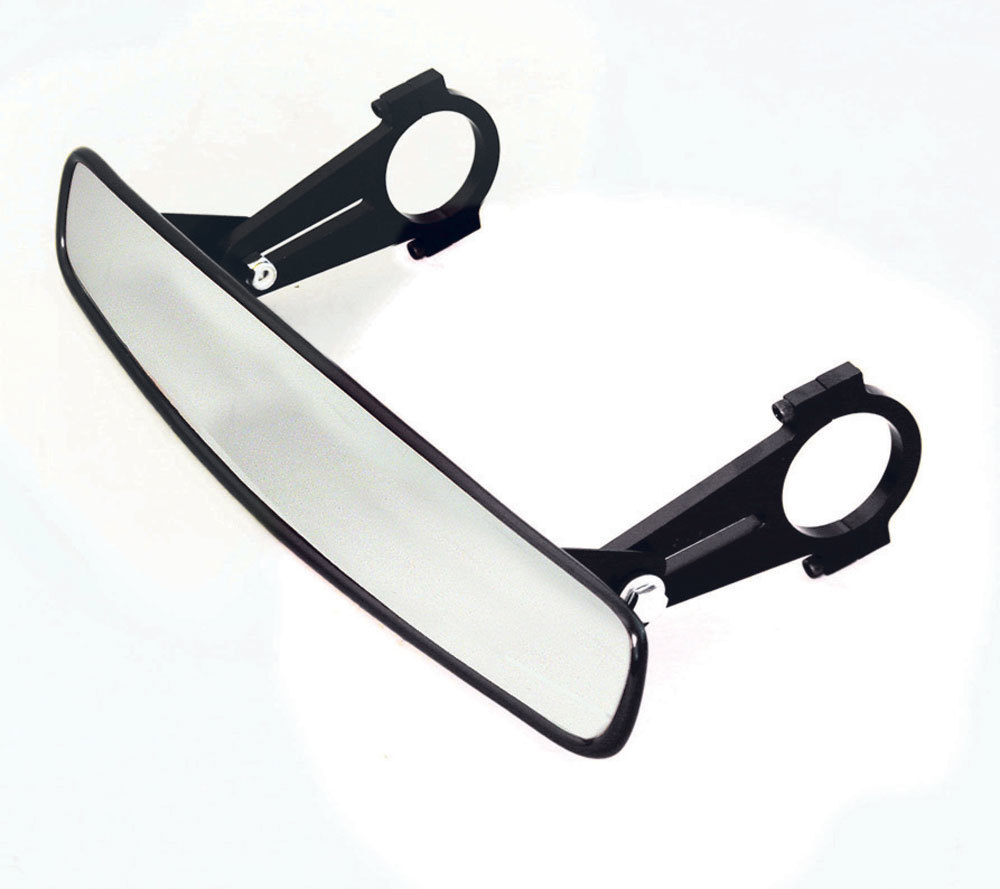 Mirror - Rear View - Wide Angle - 14 in Wide x 3 in Tall - Clamp-On - Aluminum / Plastic - Black - 1-1/2 in OD Tube - Kit