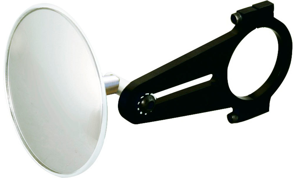 Longacre 52-22548 Spot Mirror, Clamp-On, 3-3/4 in OD, Billet Aluminum Bracket, Black Anodized, 1-3/4 in OD Tube, Each