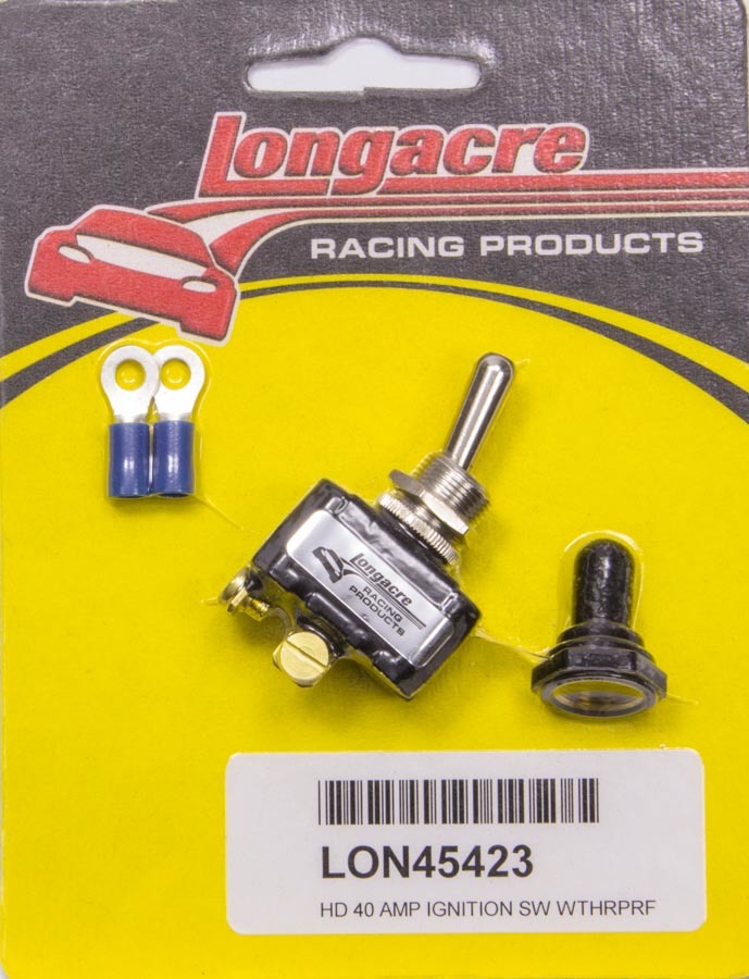 Longacre 52-45423 Toggle Switch, On / Off, 40 amp, 12V, 2 Terminal, Weatherproof Cover, Terminals Included, Each