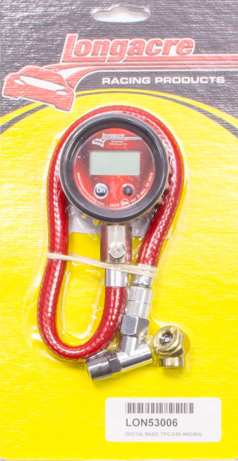 Tire Pressure Gauge - Basic Digital - 0-60 psi - Digital - 2 in Diameter - Red Face - 0.1 lb Increments - Each
