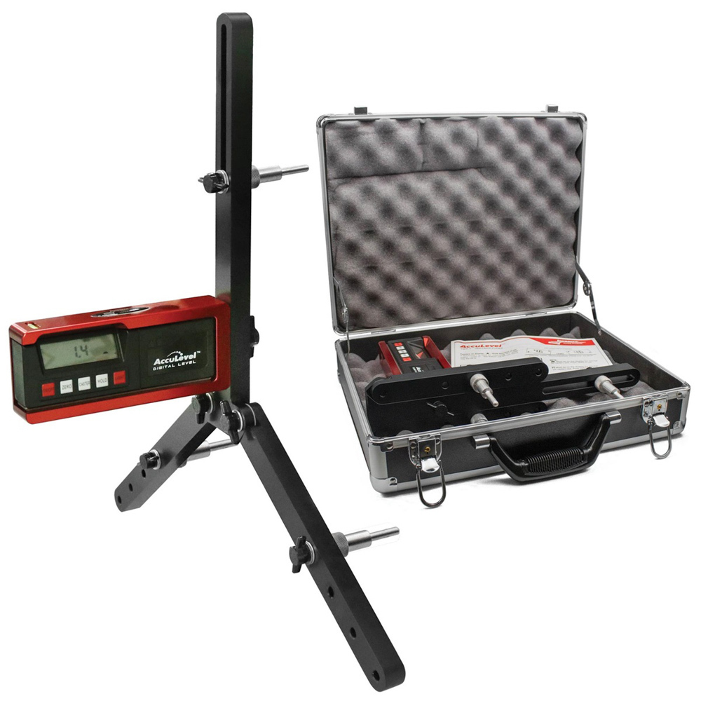 Caster / Camber Gauge - Digital - Quickset Adapter - Carry Case - Billet Aluminum - Red Anodized - Each