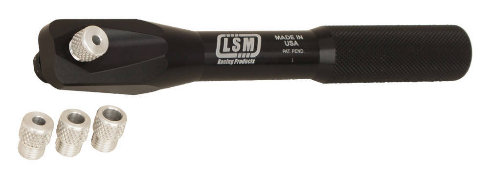 LSM Racing Products 1T-100 Valve Lash Wrench, 1/2 in Wrench, Adapter Bushings Included, Aluminum, Black Anodized, Kit