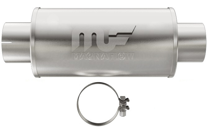Magnaflow Exhaust 12775 Muffler, 4 in Center Inlet, 4 in Center Outlet, 7 in Diameter, 20 in Long, Stainless, Satin, Universal, Each