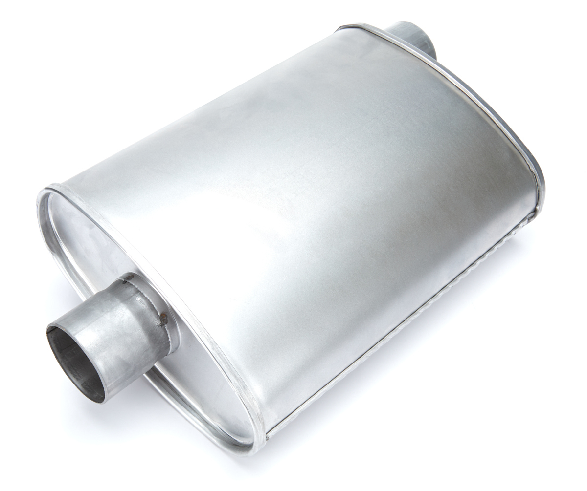 Magnaflow Exhaust R27715 Muffler, Rumble, 2-1/2 in Offset Inlet, 2-1/2 in Center Outlet, 14 in Oval Body, 18-1/2 in Overall Length, Steel, Aluminized, Universal, Each