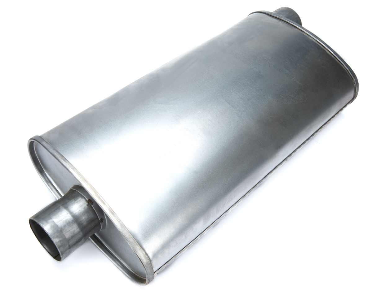 Magnaflow Exhaust R27718 Muffler, Rumble, 2-1/2 in Offset Inlet, 2-1/2 in Center Outlet, 20 in Oval Body, 26-1/2 in Overall Length, Steel, Aluminized, Universal, Each