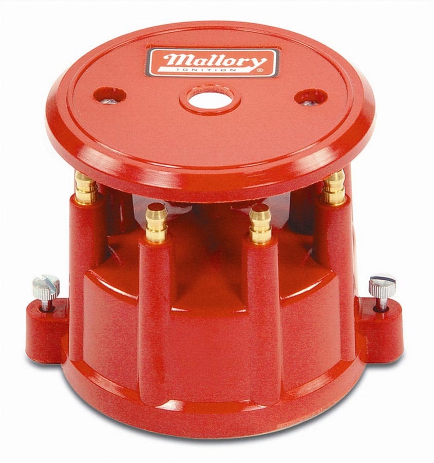 Mallory 208M Distributor Cap, HEI Style Terminals, Screw Down, Red, Non-Vented, Mallory 25 / 26 / 27 / 34 / 37 / 38 / 47 / 50 / 54 / 57 / 60 Series, V8, Each