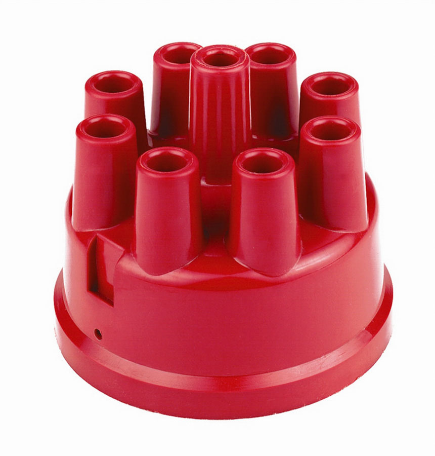 Mallory 209M Distributor Cap, Socket Style Terminals, Clamp Down, Red, Non-Vented, Non-Flame Arrested, Mallory 25 / 26 / 27 / 37 / 38 / 47 / 50 / 57 / 60 Series, V8, Each