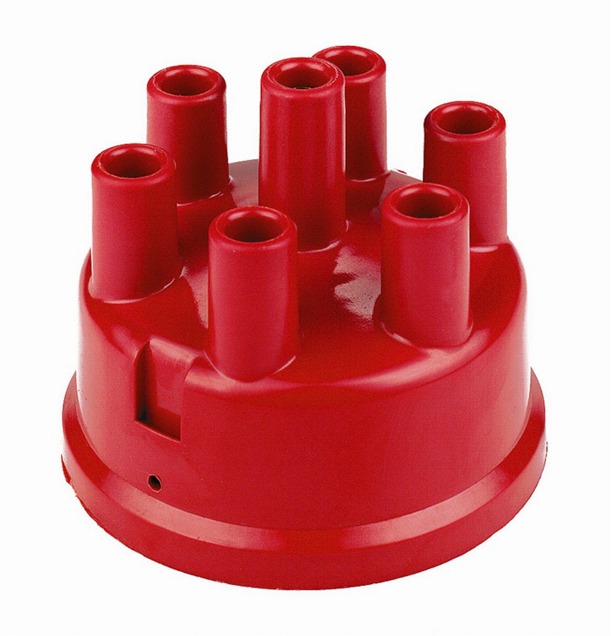 Mallory 270 Distributor Cap, Socket Style Terminals, Brass Terminals, Clamp Down, Red, Non-Vented, Non-Flame Arrested, Mallory 23 / 24 / 27 / 45 / 46 / 47 / 50 / 57 / 60 Series, 6-Cylinder, Each