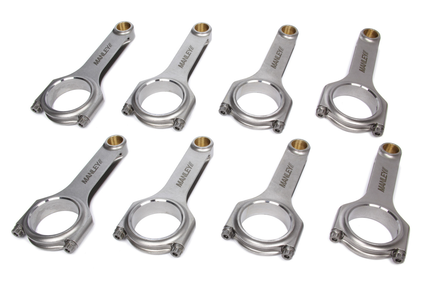 Manley 14042R-8 - Connecting Rod, H Beam, 5.933 in Long, Bushed, 3/8 in Cap Screws, ARP2000, Ford Modular, Set of 8