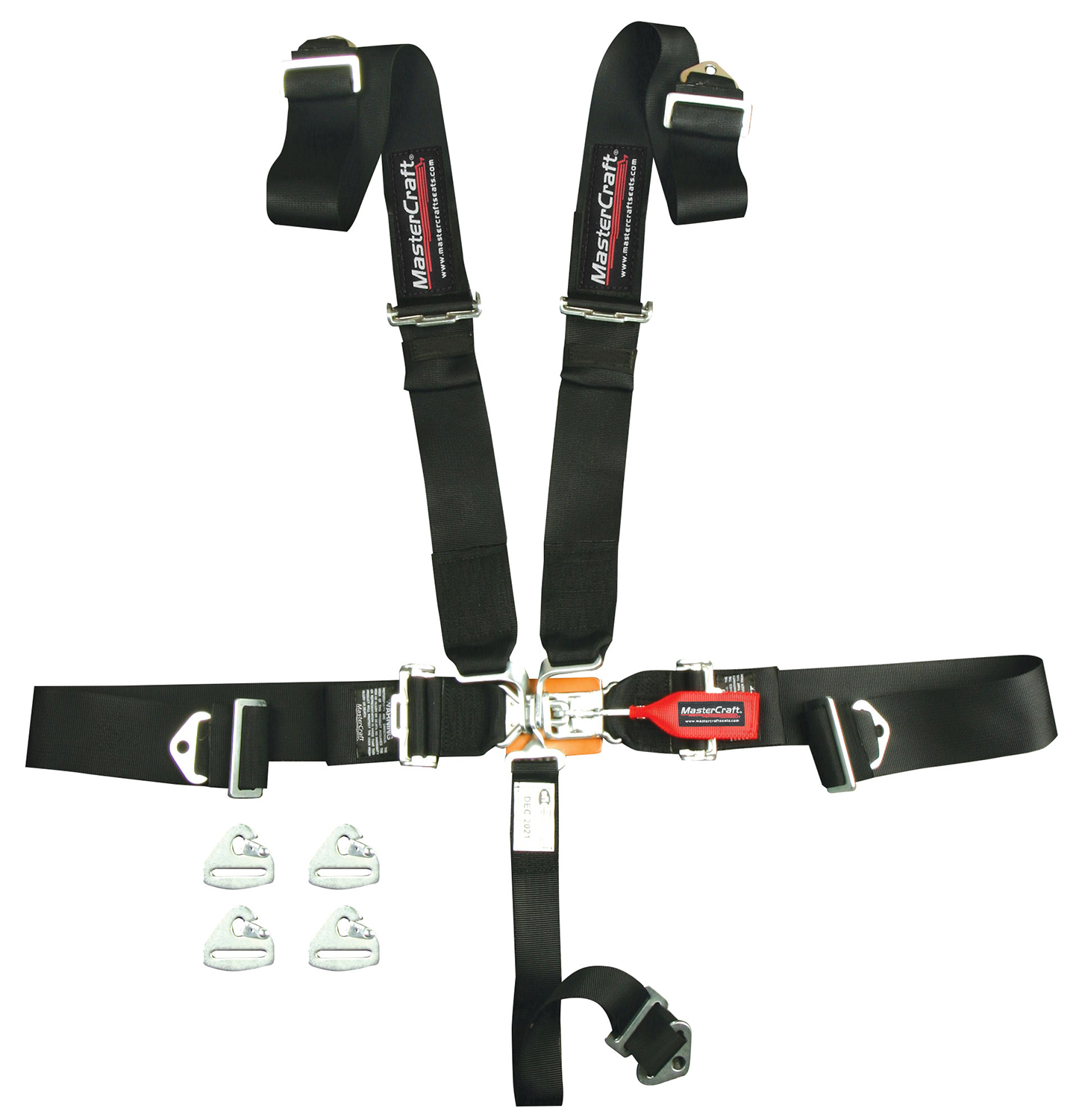 Mastercraft 115214 Harness, 5 Point, Latch and Link, SFI 16.1, Snap-On, 3 in Straps, Pull Down Adjust, Individual Harness, Black, Kit