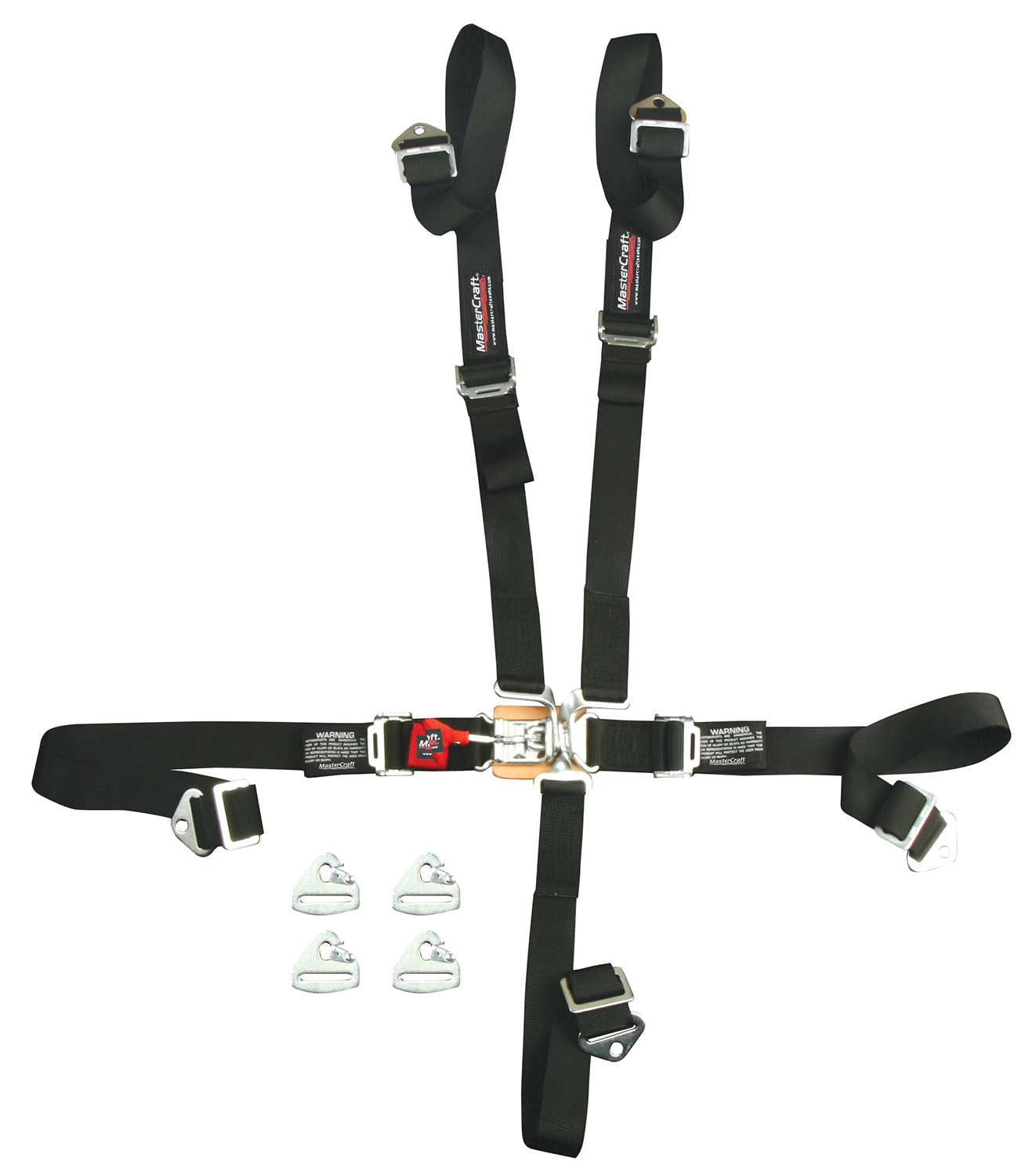 Mastercraft 116214 Harness, 5 Point, Latch and Link, SFI 16.1, Snap-On, 2 in Straps, Pull Down Adjust, Individual Harness, Black, Kit