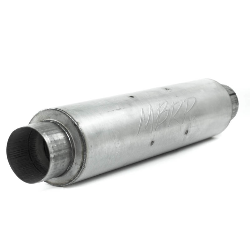 MBRP M1004A Muffler, Installer Series, 4 in Center Inlet, 4 in Center Inlet Outlet, 6 in Round Body, 30 in Long Overall, Steel, Aluminized, Universal, Each